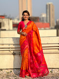 Red Banarasi Silk Blend Saree With Blouse Piece