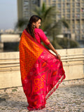 Red Banarasi Silk Blend Saree With Blouse Piece