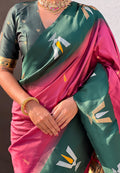 Cherry Banarasi Silk Blend Saree With Blouse Piece