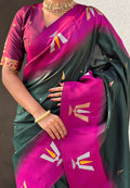 Black Banarasi Silk Blend Saree With Blouse Piece