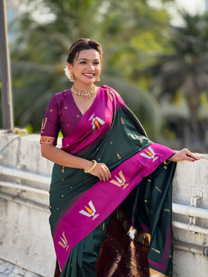 Black Banarasi Silk Blend Saree With Blouse Piece
