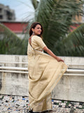 Yellow Banarasi Silk Blend Saree With Blouse Piece