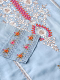 Floral Embroidered Round Neck Three-Quarter Sleeves Thread Work Kurta Set