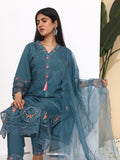 Floral Embroidered Regular Thread Work Pure Cotton Kurta with Trousers & Dupatta