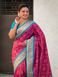 Maroon Banarasi Silk Blend Saree With Blouse Piece