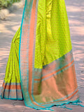 Olive  Banarasi Silk Blend Saree With Blouse Piece
