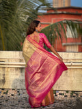 Beige Banarasi Silk Blend Saree With Blouse Piece