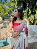 Grey Georgette Saree With Blouse Piece