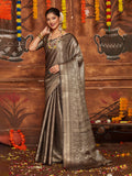 Black Banarasi Silk Blend Saree With Blouse Piece