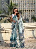 Blue Banarasi Silk Blend Saree With Blouse Piece