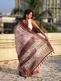 Red Banarasi Silk Blend Saree With Blouse Piece