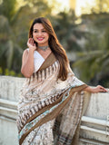 Brown Banarasi Silk Blend Saree With Blouse Piece