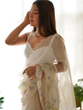 White Organza Saree With Blouse Piece