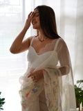 White Organza Saree With Blouse Piece