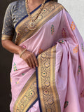 Levender Banarasi Silk Blend Saree With Blouse Piece