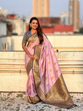 Levender Banarasi Silk Blend Saree With Blouse Piece