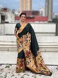 Green Banarasi Silk Blend Saree With Blouse Piece