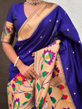Blue Banarasi Silk Blend Saree With Blouse Piece
