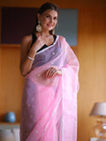 Pink Organza Saree With Blouse Piece