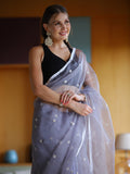 Purple Organza Saree With Blouse Piece