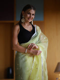 Yellow Organza Saree With Blouse Piece