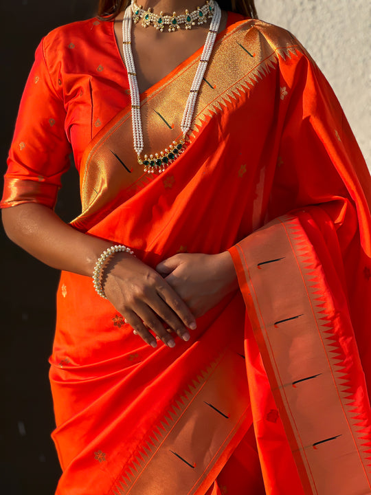 Red Banarasi Silk Blend Saree With Blouse Piece