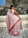 Pink Digital Printed Silk Saree With Blouse Piece