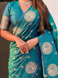 Green Soft silk Saree With Blouse Piece