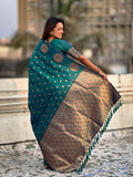 Green Soft silk Saree With Blouse Piece