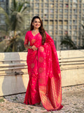 Red Soft silk Saree With Blouse Piece