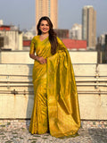 Yellow Soft silk Saree With Blouse Piece