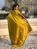 Yellow Soft silk Saree With Blouse Piece