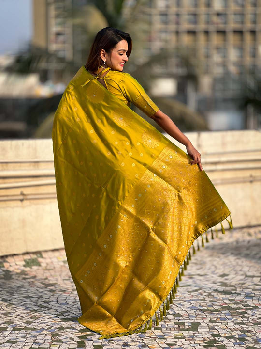 Yellow Soft silk Saree With Blouse Piece