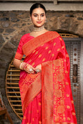 Peach Silk Saree With Blouse Piece