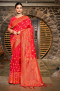 Peach Silk Saree With Blouse Piece