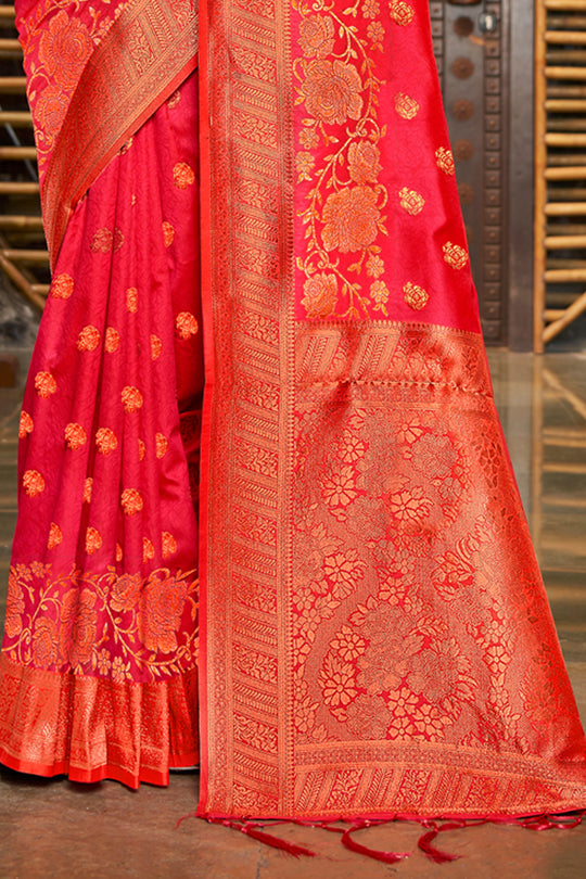 Peach Silk Saree With Blouse Piece