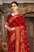 Maroon Silk Saree With Blouse Piece