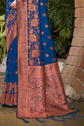 Blue Silk Saree With Blouse Piece