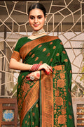 Green Silk Saree With Blouse Piece