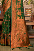 Green Silk Saree With Blouse Piece