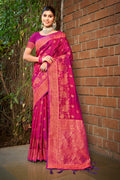 Pink Silk Saree With Blouse Piece