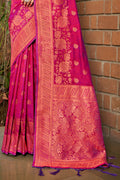 Pink Silk Saree With Blouse Piece