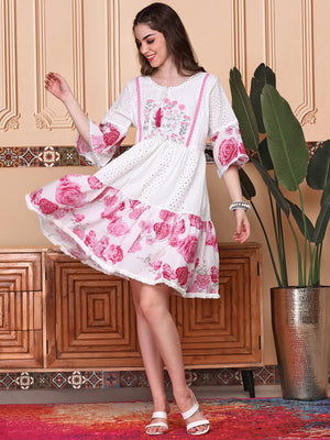 Floral Self Design Floral Printed Fit & Flare Dress