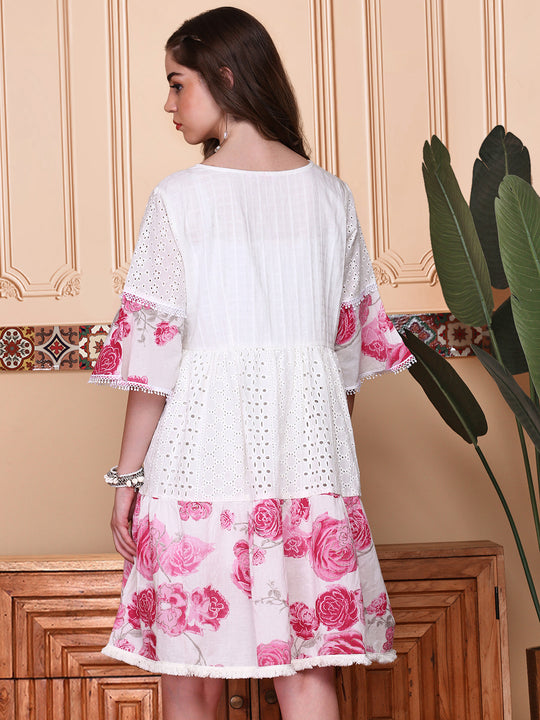 Floral Self Design Floral Printed Fit & Flare Dress