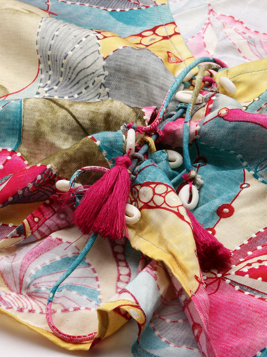 Floral Printed Tie Up Top With Palazzo