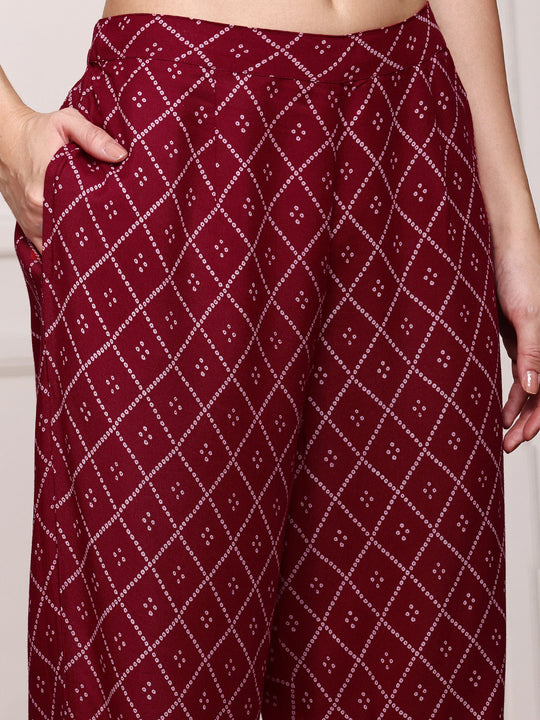 Bandhani Printed Kaftan Top With Trouser
