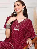 Bandhani Printed Kaftan Top With Trouser