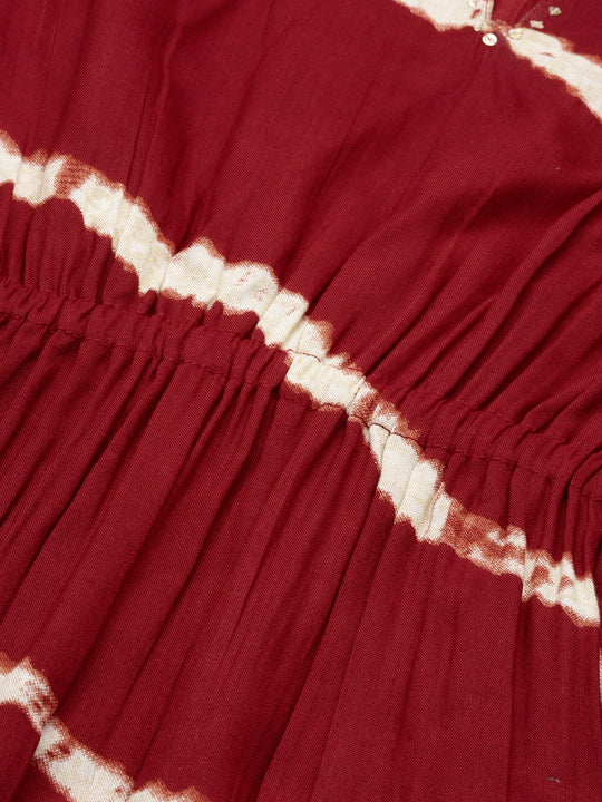 Tie & Dye Dyed Printed V-Neck Tunic Top and Trouser Co-Ords