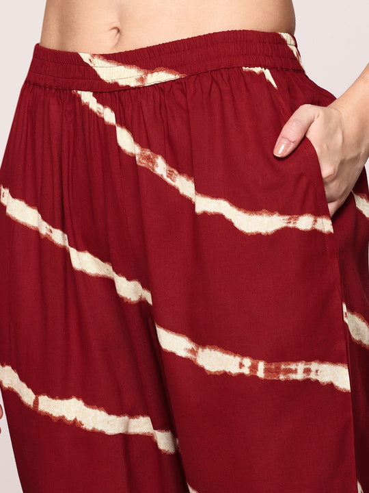 Tie & Dye Dyed Printed V-Neck Tunic Top and Trouser Co-Ords