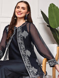 Floral Printed Round Neck Straight Kurta with Palazzos & Jacket